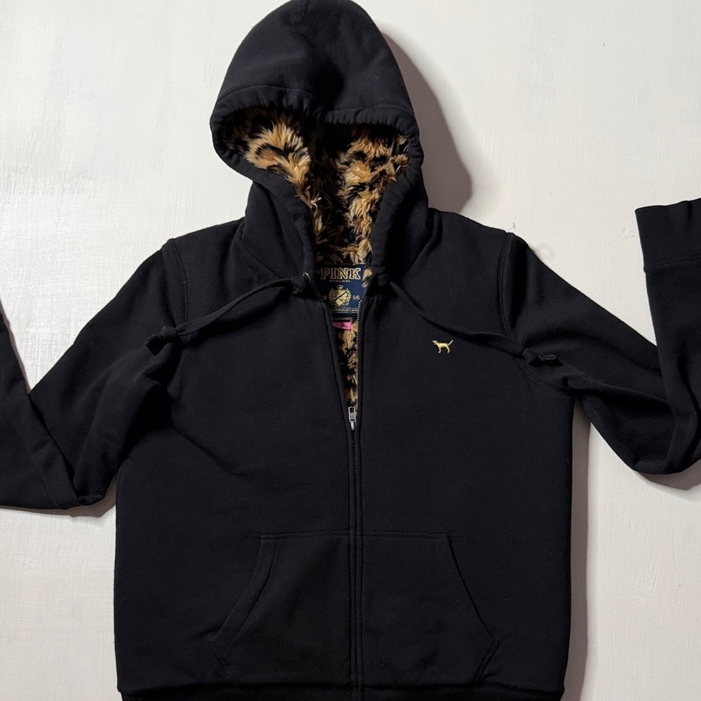 Vtg Victoria Secret Fur Lines Bling Zip Up